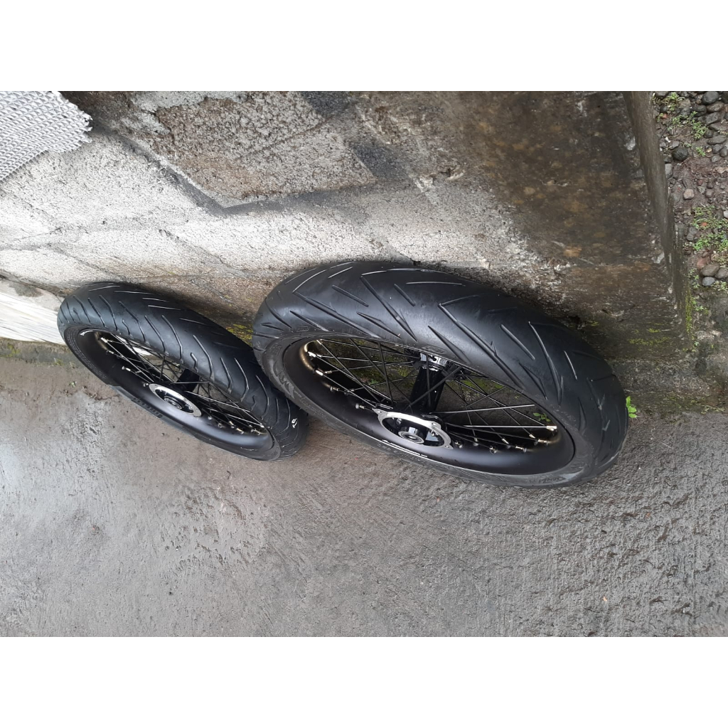 Wheelset Semi Cacing KLX Supermoto Roda Set D-Tracker 150 Murah