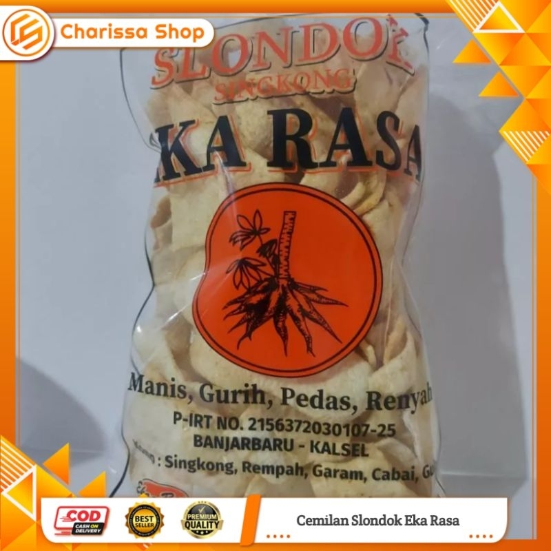 

Cemilan Slondok Eka Rasa / Kerupuk Singkok Manis, Gurih, Pedas, Renyah