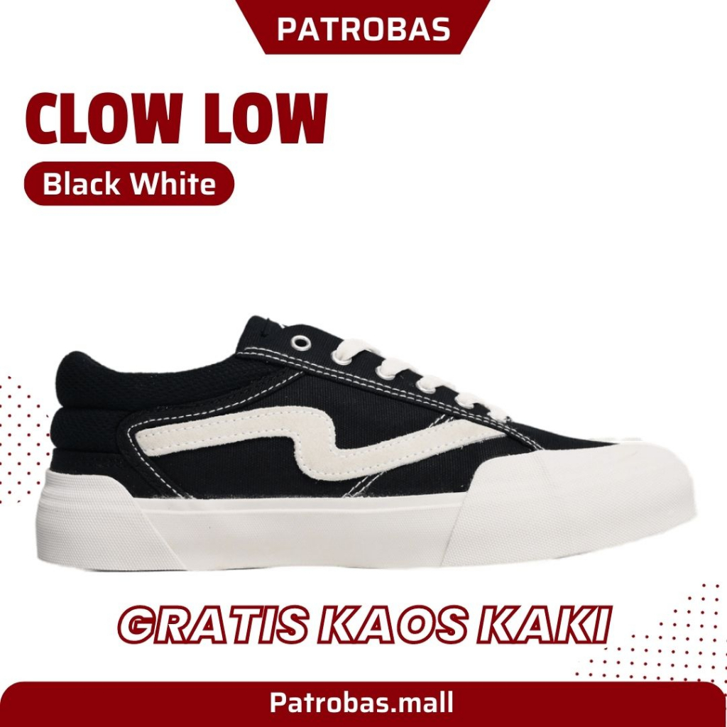 Sepatu Patrobas Cloud Low Black White Original (FREE KAOS KAKI)