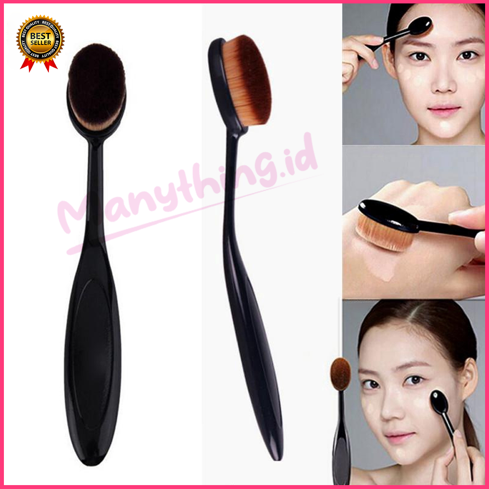 Kuas Oval Foundation Brush Make Up Gagang Hitam Mini Murah foundation blending