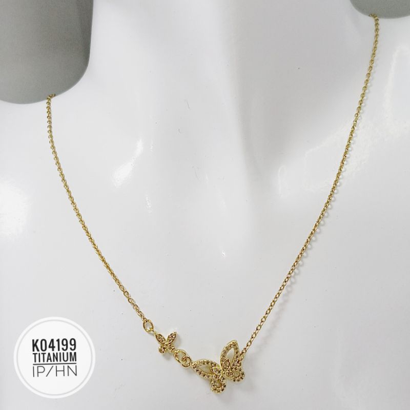 Kalung titanium kupu gold K04199