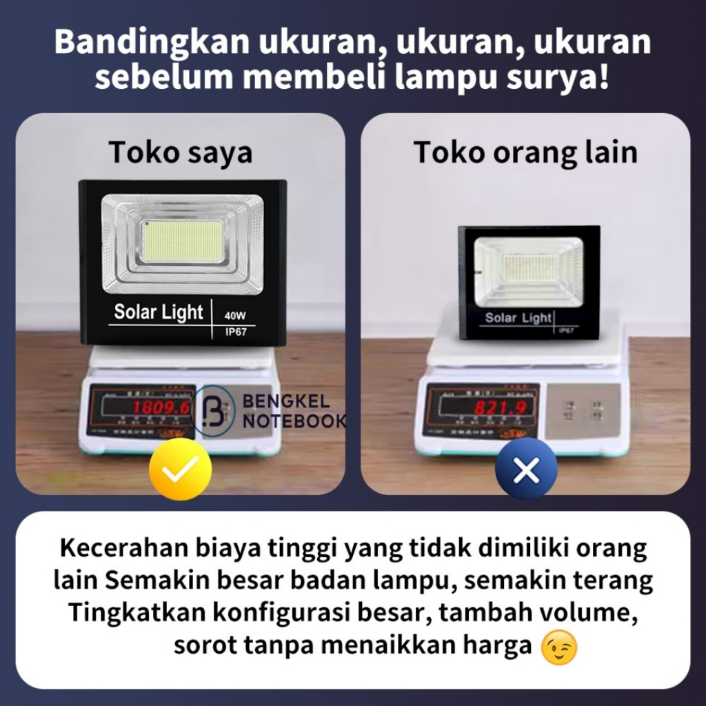 Lampu Solar Surya Matahari LED Outdoor Waterproof Light Panel And Remote 300W Besar Ori