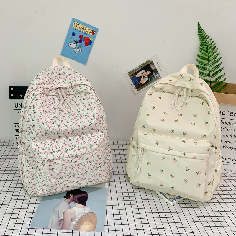 Tas Ransel Wanita Motif Bunga Floral Backpack Korean Style Import