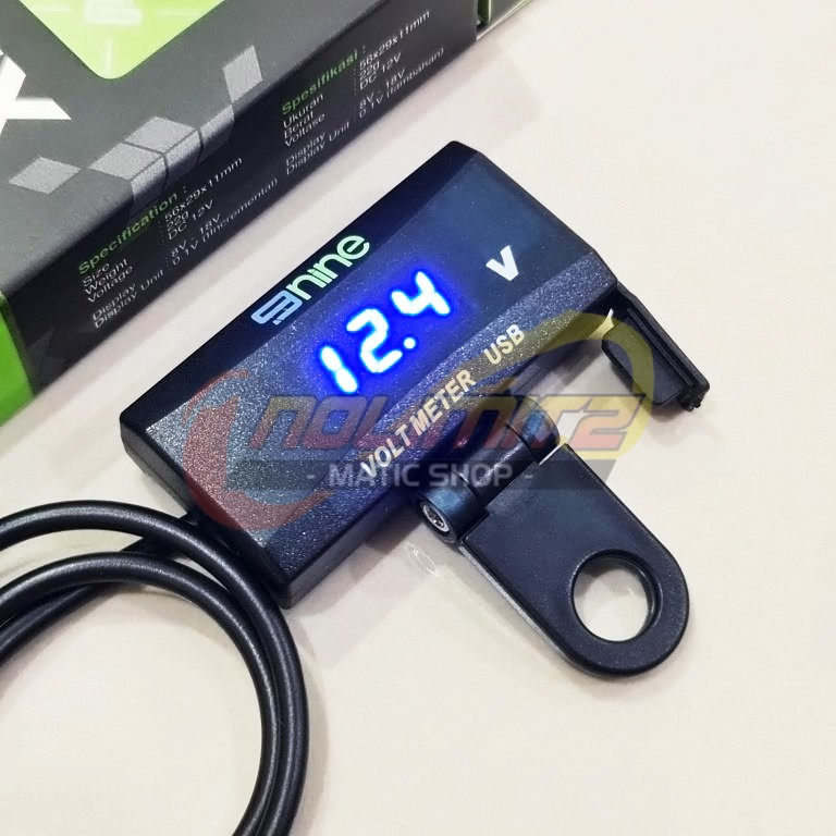 Voltmeter USB Charger Luminos 9Nine Digital LED Waterproof Pada Spion