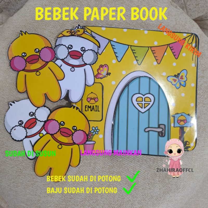 BEBEK VIRAL BONEKA KERTAS PAPER BOOK PAKET ISI 3 FREE 1 BEBEK BALON MAINAN EDUKASI ANAK