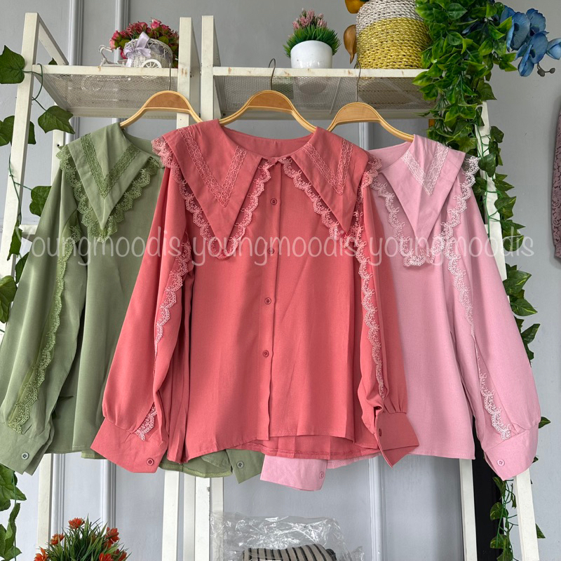 youngmoodis Sada top kemeja Blouse lace