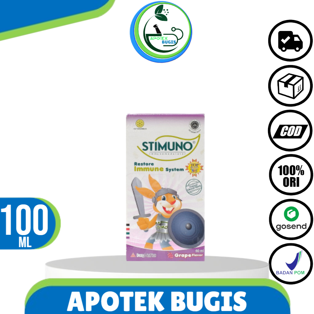 STIMUNO SYRUP SIRUP MEMPERBAIKI SISTEM IMUN KEKEBALAN DAYA TAHAN TUBUH ANAK RASA JERUK BERI 100 ML