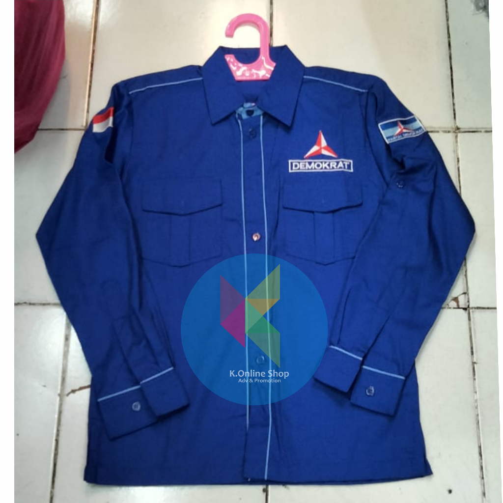 kemeja partai demokrat seragam partai demokrat baju partai demokrat lengan panjang