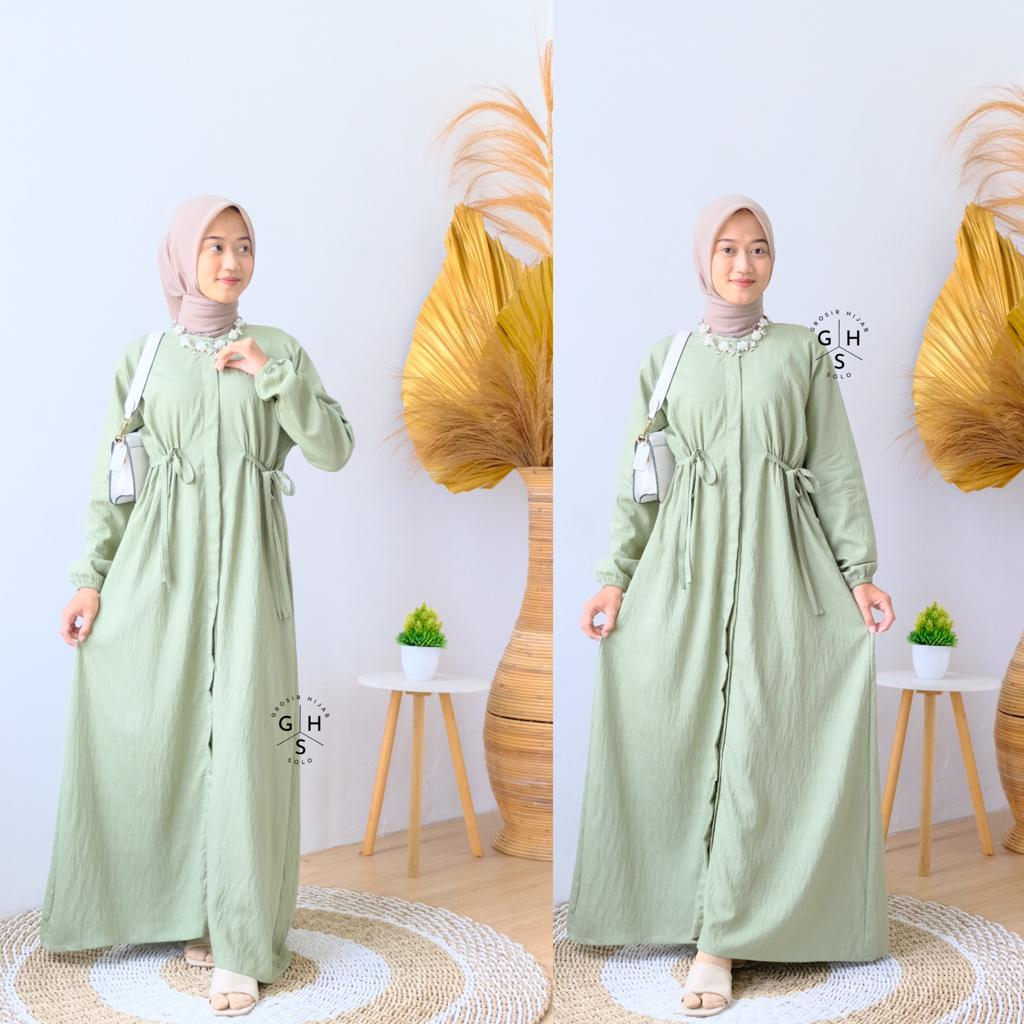 AURISTELA GAMIS TALI MAXI DRESS ATASAN WANITA FULL KANCING POLO LINEN PREMIUM (RPA)