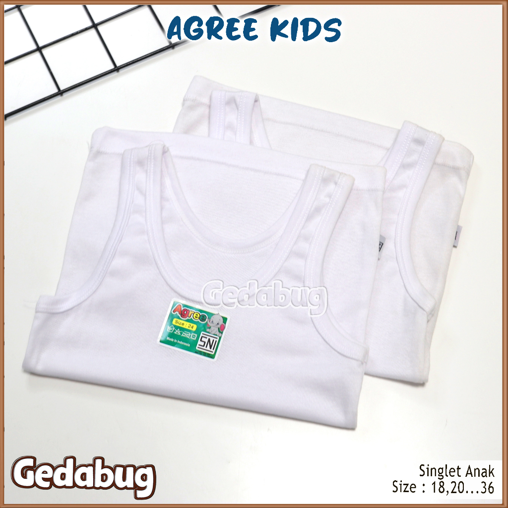 3 Pcs - Singlet kaos dalam Anak AGREE Kids ST 04 | Singlet anak polos bahan berkualitas | Gedabug