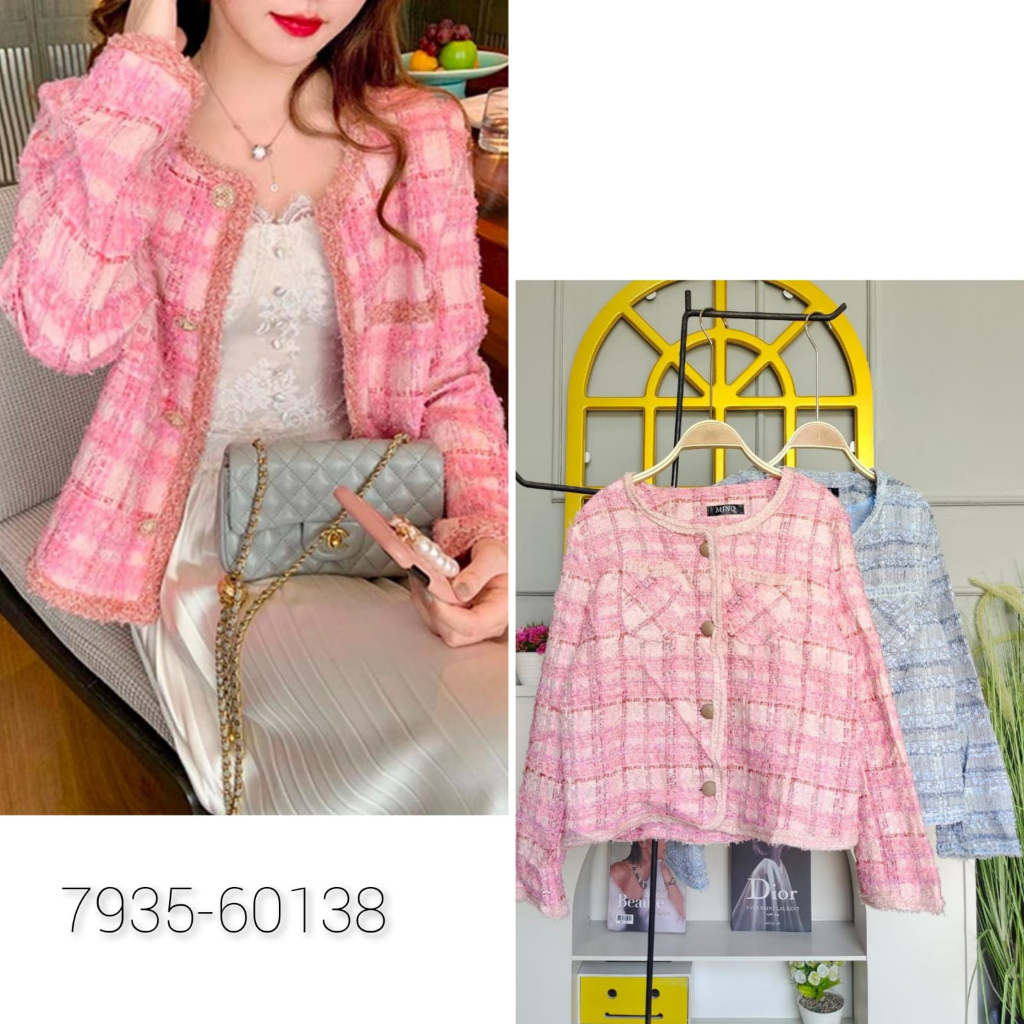 BLAZER TWEED  NEW ARRIVAL FULL FURING KOREAN LOOK