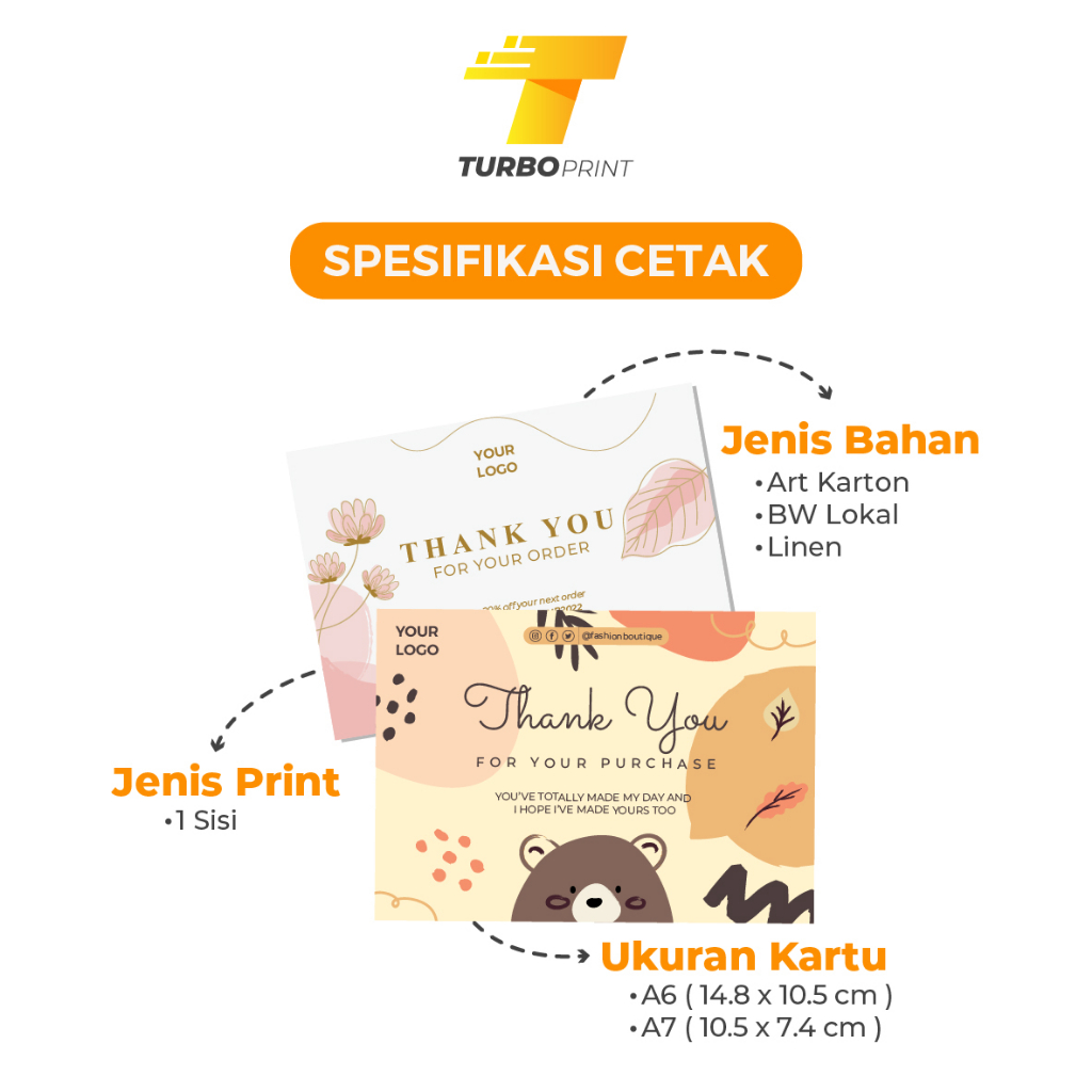 Cetak Kartu Ucapan Thank You Card Greetings Card Custom Cetak Print Murah