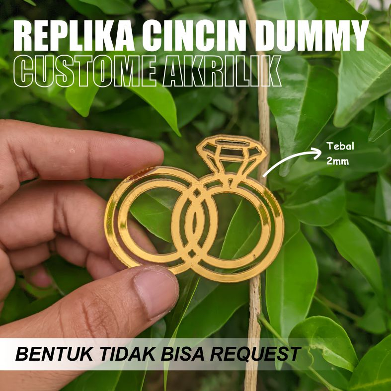 REPLIKA CINCIN DUMMY AKSESORIS MAHAR | BAHAN AKRILIK MIROR GOLD