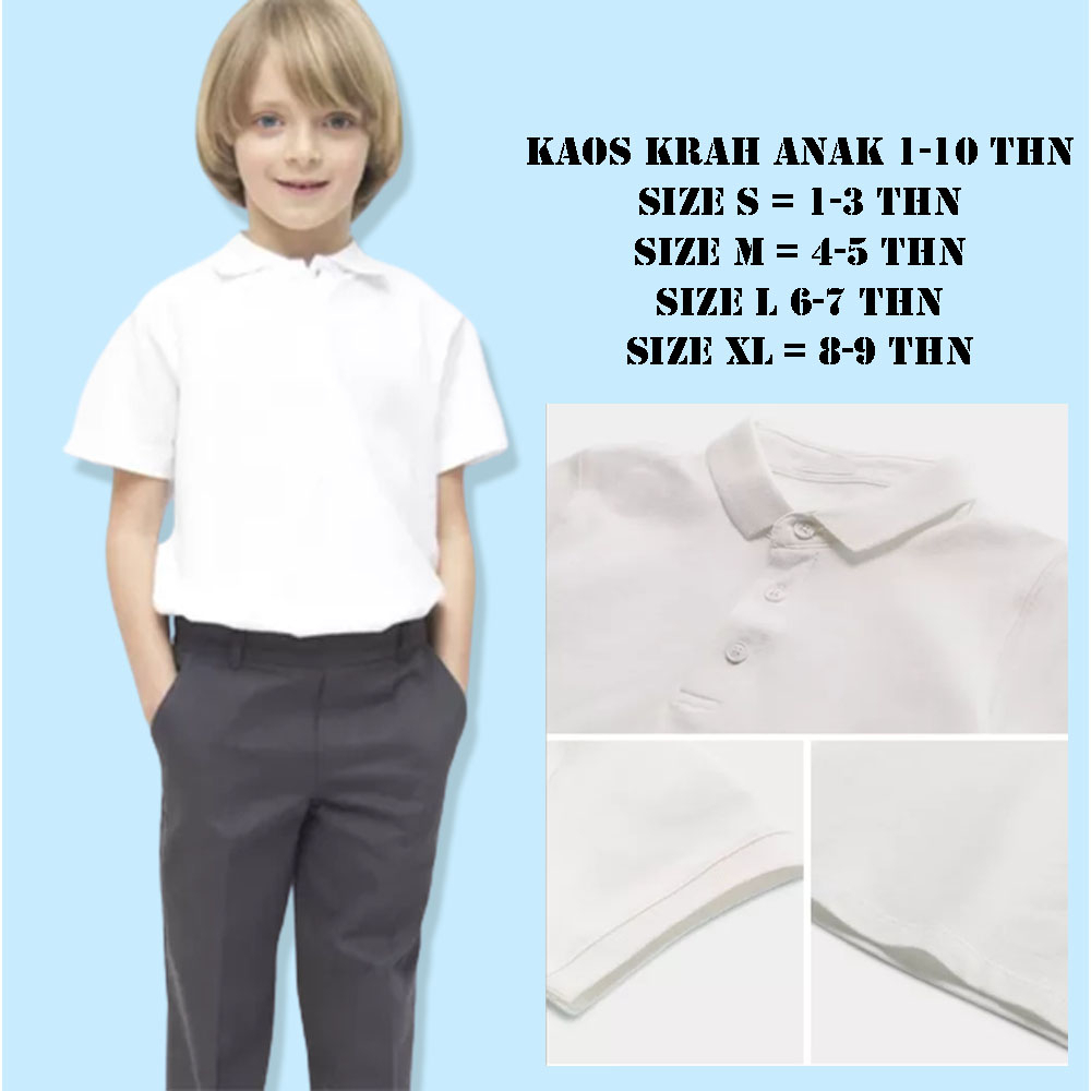Sinayah - Polo Shirt / Kaos Polo Kerah Polos Anak Cowo Cewe / Kaos Polo Putih Anak / Kaos Kerah / Po
