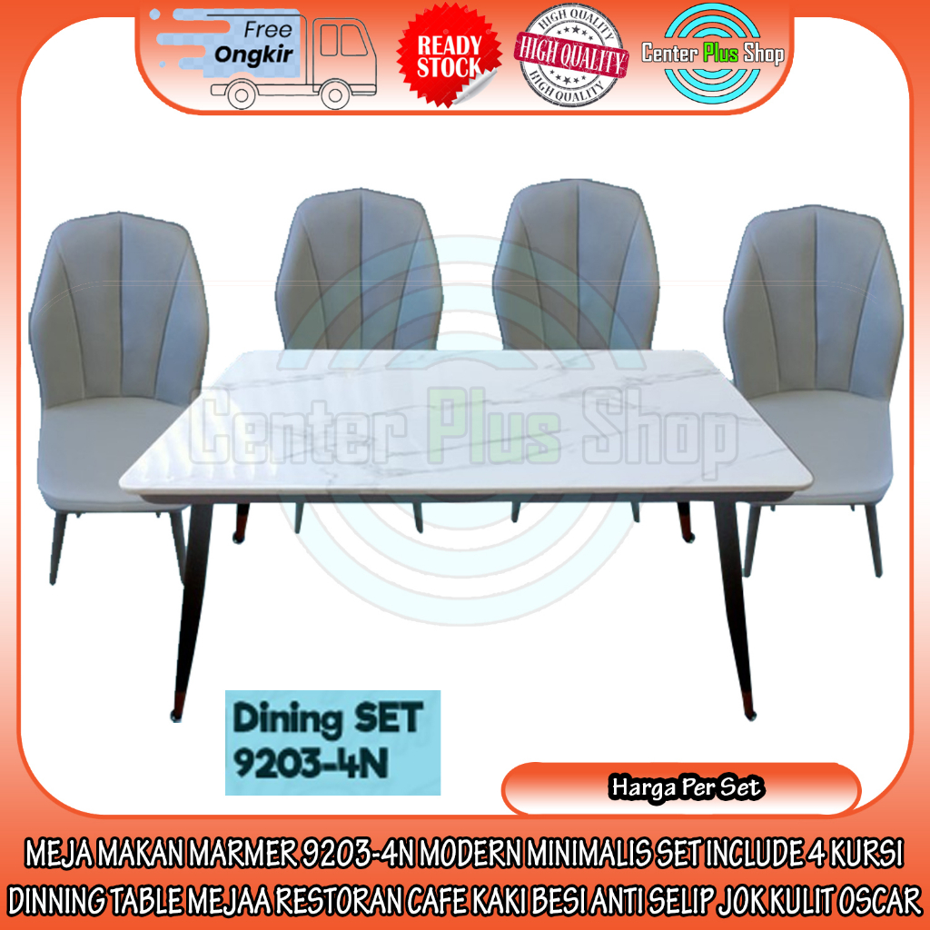 [Kargo] MEJA MAKAN MARMER 9203-4N MODERN MINIMALIS SET INCLUDE 4 KURSI DINNING TABLE MEJAA RESTORAN 