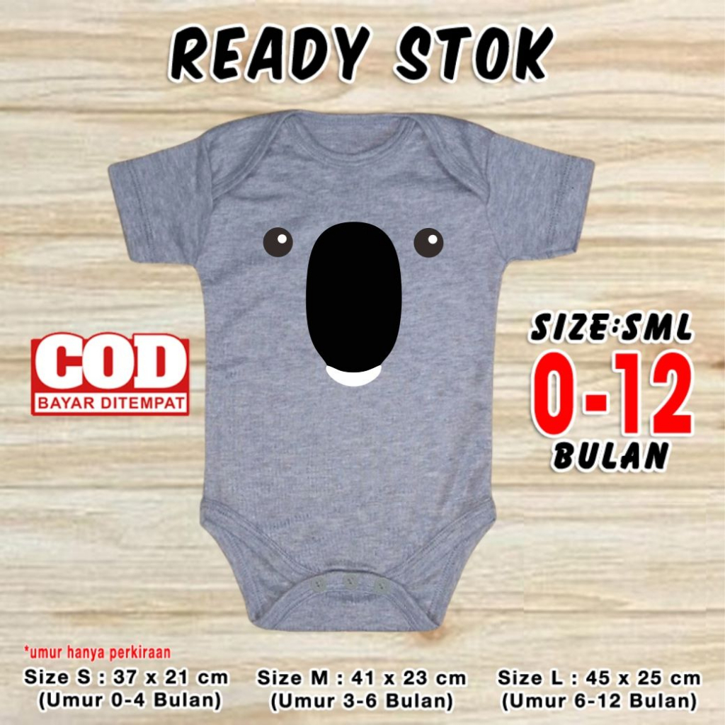 Baju Bayi Karakter KOALA Pakaian Anak Lucu Jumper Baby Romper Newborn Kaos Balita Bahan Katun Nyaman