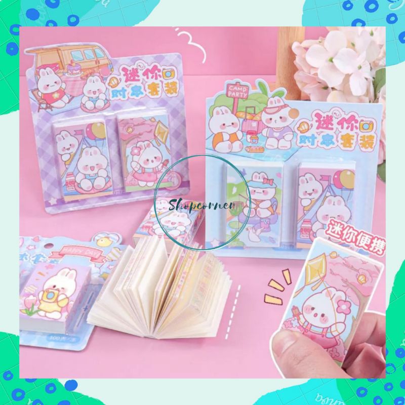 

Plain Mini Notebook / Buku Catatan Polos Kecil Cover Motif Kartun (dikirim random) 1 set isi 2 pc