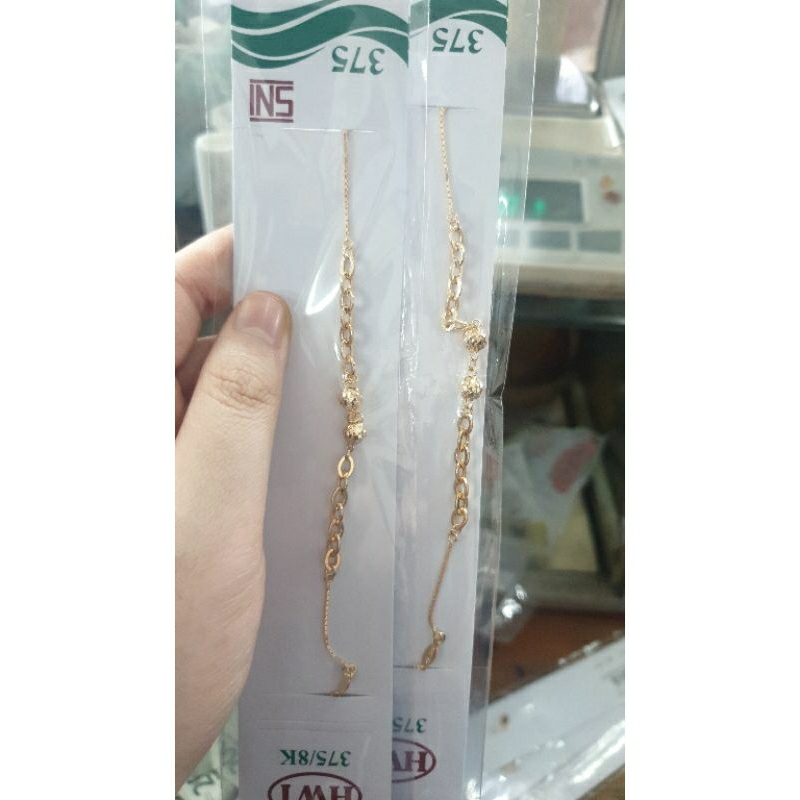 gelang rantai nori trixie polos daun simple emas asli 375 8k bola pentol gold