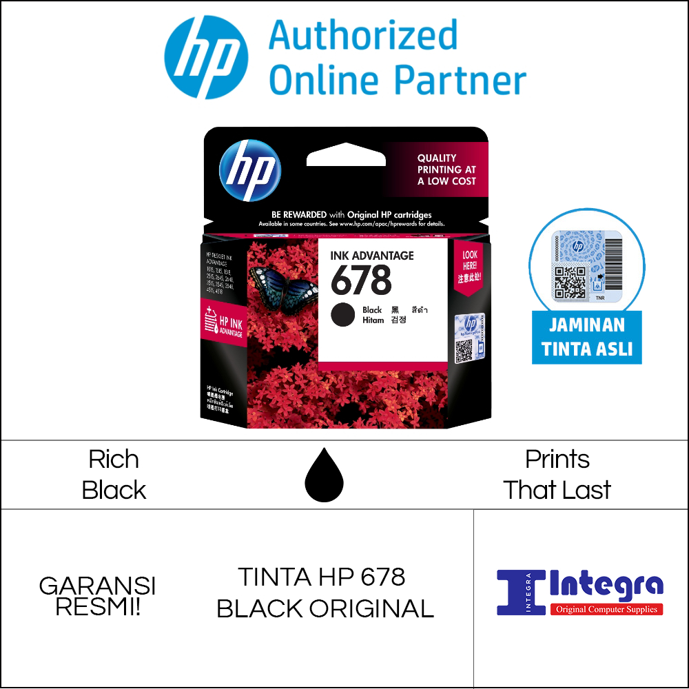 Tinta HP 678 Black / Hitam Original Cartridge - CZ107AA DeskJet 1515 2515 2545 2645