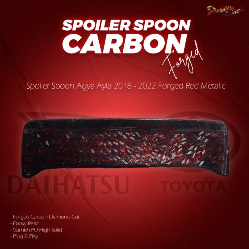 Spoiler Spoon Forged Carbon Red Metalic Diamond Cut Agya Ayla 2018 2019 2020 2021 2022