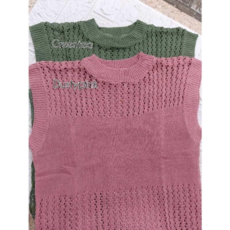 Ruby Tunik Jaring Rara Knit Atasan Panjang Belah Samping Rajut
