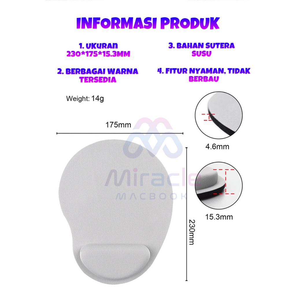 Mousepad Non-Slip With Ergonomic Mouse Pad Rest Design / Alas Mouse Pergelangan tangan / Mouse Pad