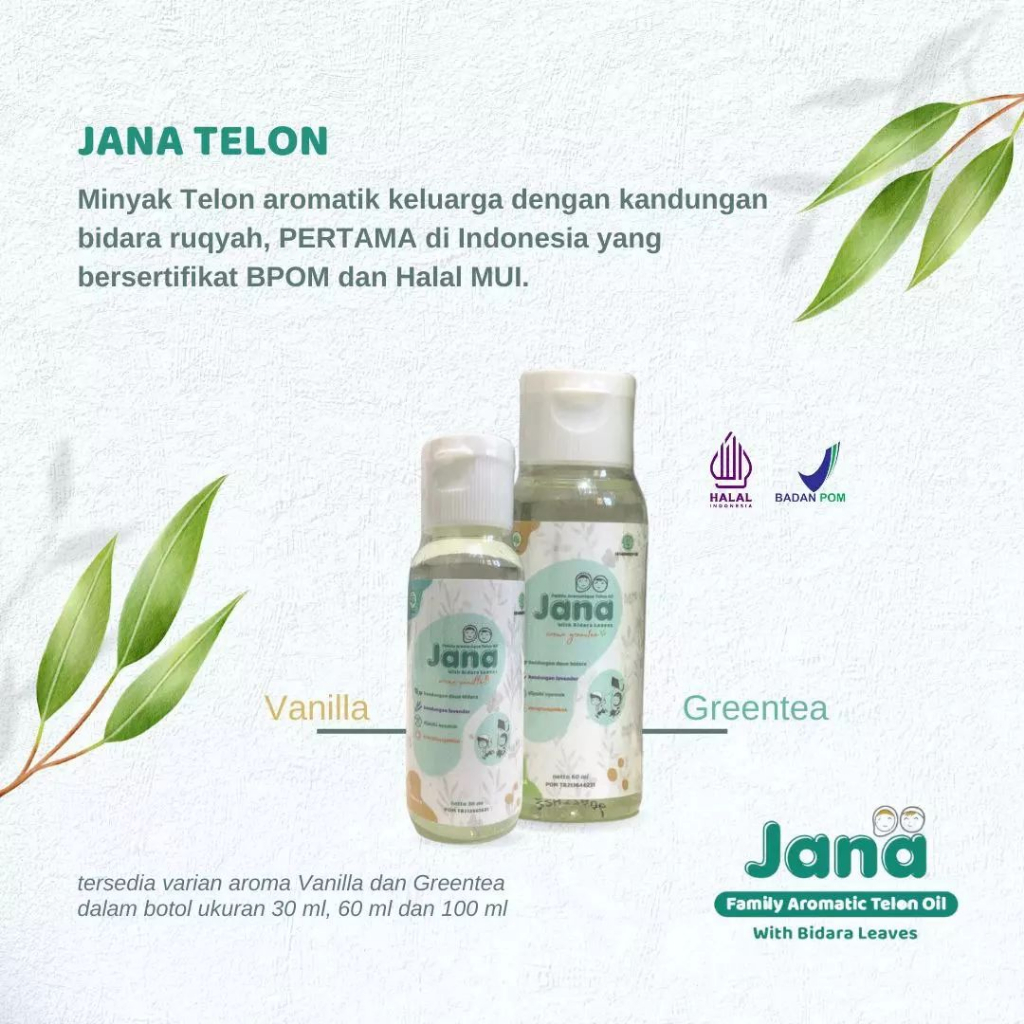 JANA TELON BIDARA MINYAK TELON BAYI 30ML 60ML 100ML VANILLA GREENTEA