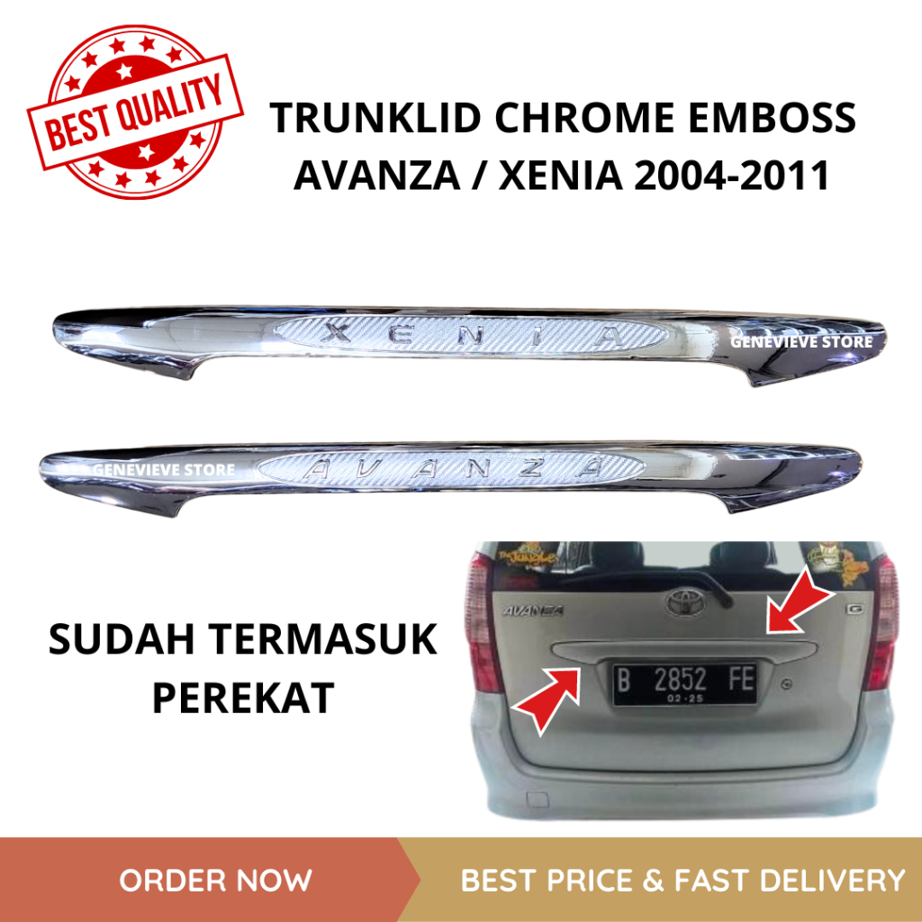 TRUNKLID CHROME EMBOSS AVANZA XENIA LAMA 2004 - 2011 LIST PINTU BAGASI