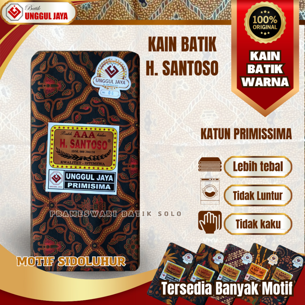 (Bisa Pilih Motif) Kain Jarik Batik Tolet Warna H. Santoso Unggul Jaya Seragaman Bahan Kemeja Batik 