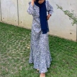 Dress motif bunga biru kekinian duyung murah