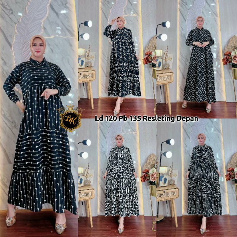 Terbaru Gamis Jumbo Ld 120 | Gamis Hitam Jumbo | Gamis Pesta | Gamis Midi Jumbo Polka Ld 120  | Long