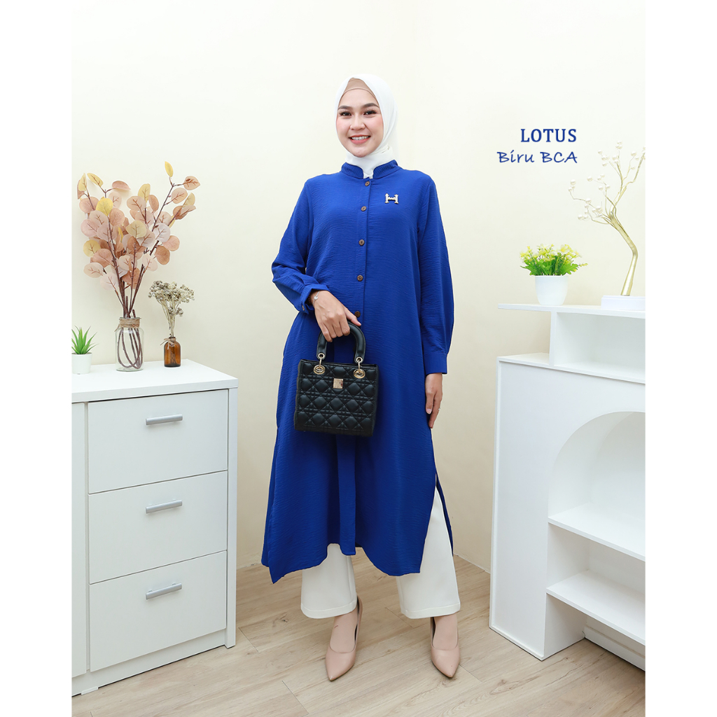 LOTUS Midi Dress Kancing Batok- Pakaian Wanita Terbaru by Hijab Mamah icis