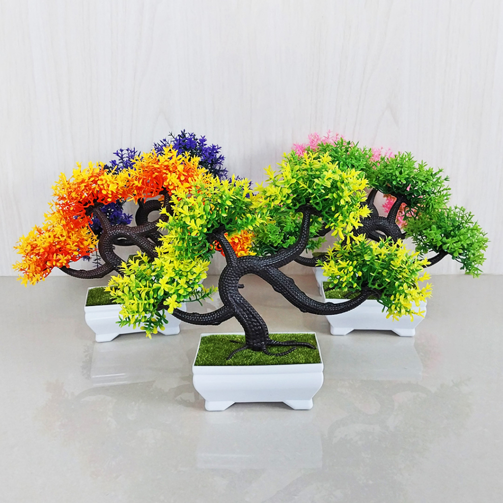 Tanaman Bonsai Hias Plastik Pot Dekorasi Rumah Ornamen Artificial Flowers Palsu PBP05