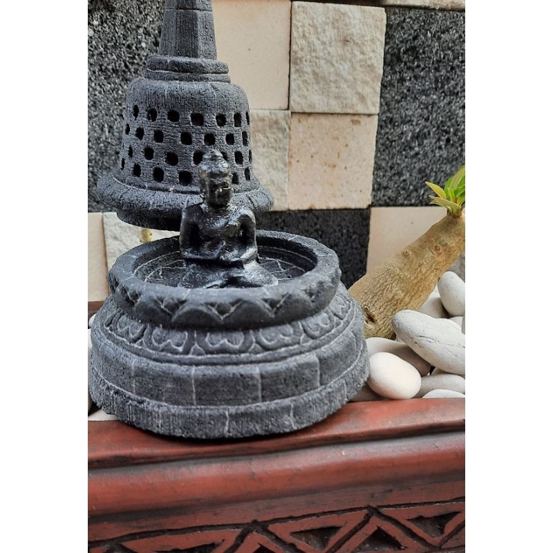 MINIATUR STUPA CANDI BOROBUDUR HIASAN AQUARIUM TINGGI 11CM