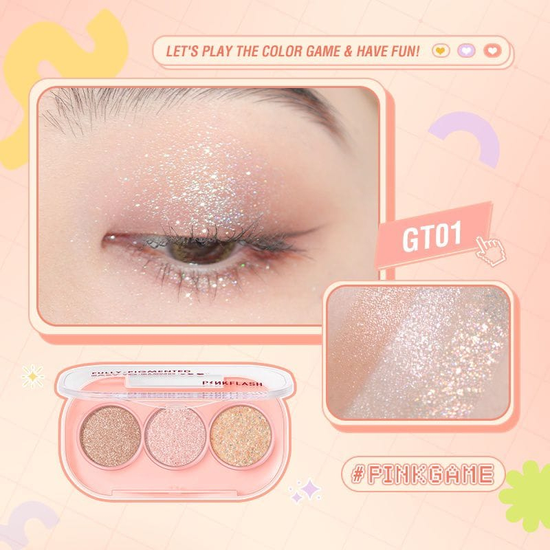 Pinkflash 3 Shades Eyeshadow Palette Glitter Hight Pigment