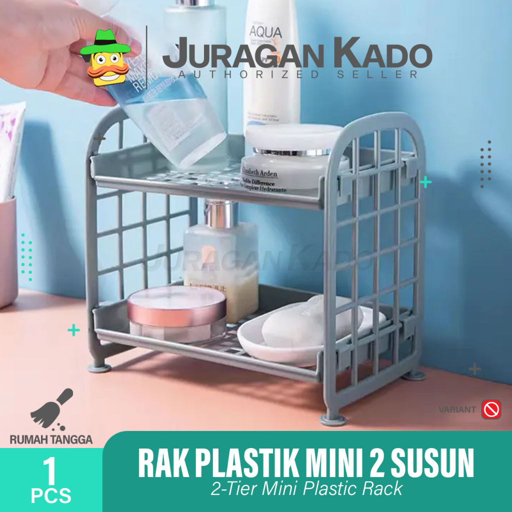 Rak Plastik Lipat 2 Susun Rak Mini Plastik Serbaguna Tempat Bumbu Dapur Alat Tulis Kantor Kosmetik Make up dan Aksesories