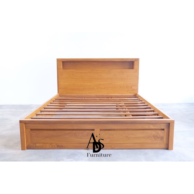 Tempat tidur kayu jati dipan minimalis dipan laci dipan kayu jati