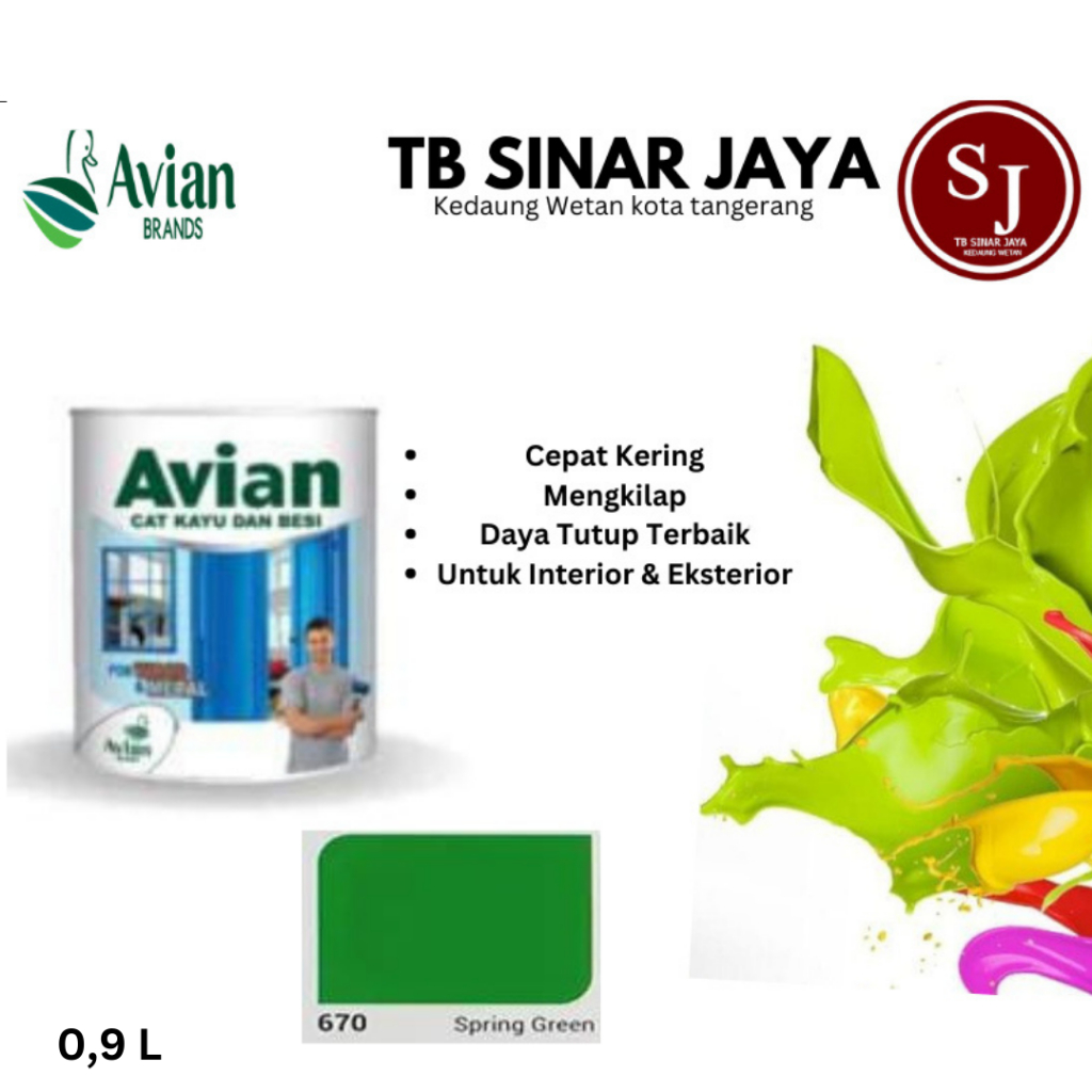 Cat Kayu Dan Besi AVIAN 1KG - Cat Minyak Sintetis - 670 Spring Green