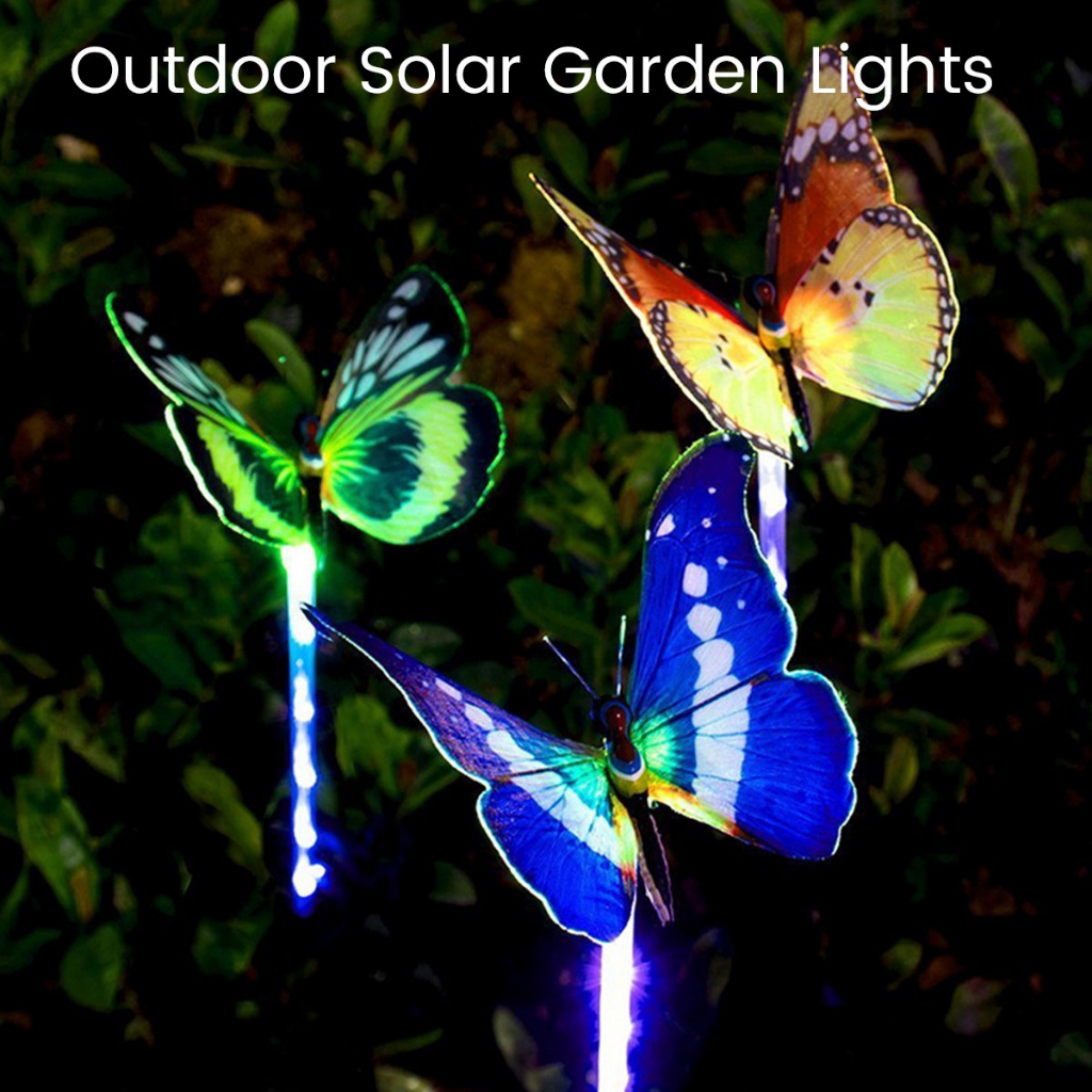 Lampu Taman Tenaga Surya LED Outdoor Bentuk Kupu Kupu Tahan Air Multicolor Solar Garden Light Butterfly Lampu Dekorasi Untuk Pernikahan