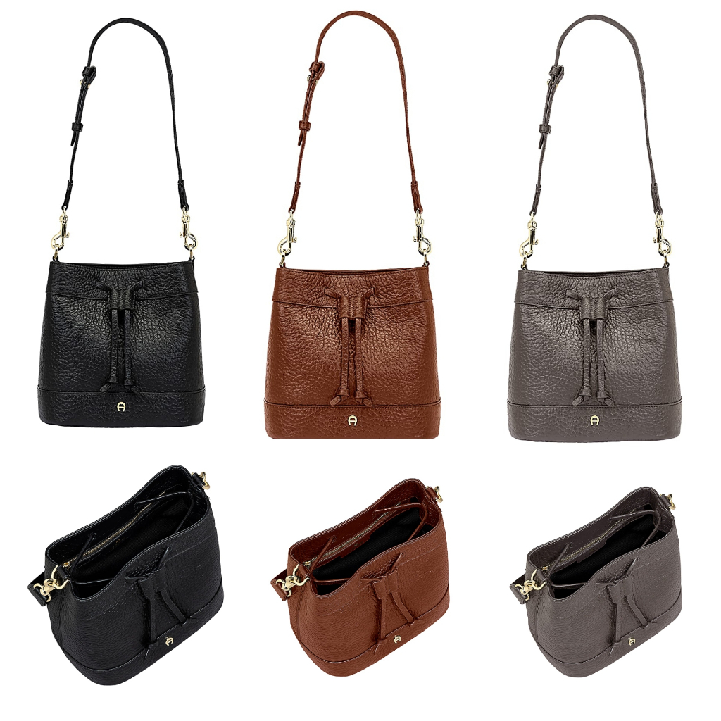 Tas Aigner Bea Shoulder Small Bucket Bag sz 23/29x22x15cm