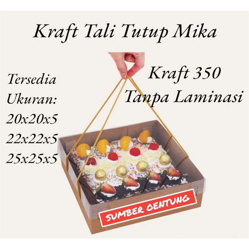 

[10PCS]DUS KRAFT TALI TUTUP MIKA TINGGI 5CM KARTON BOX KOTAK HAMPERS KUE