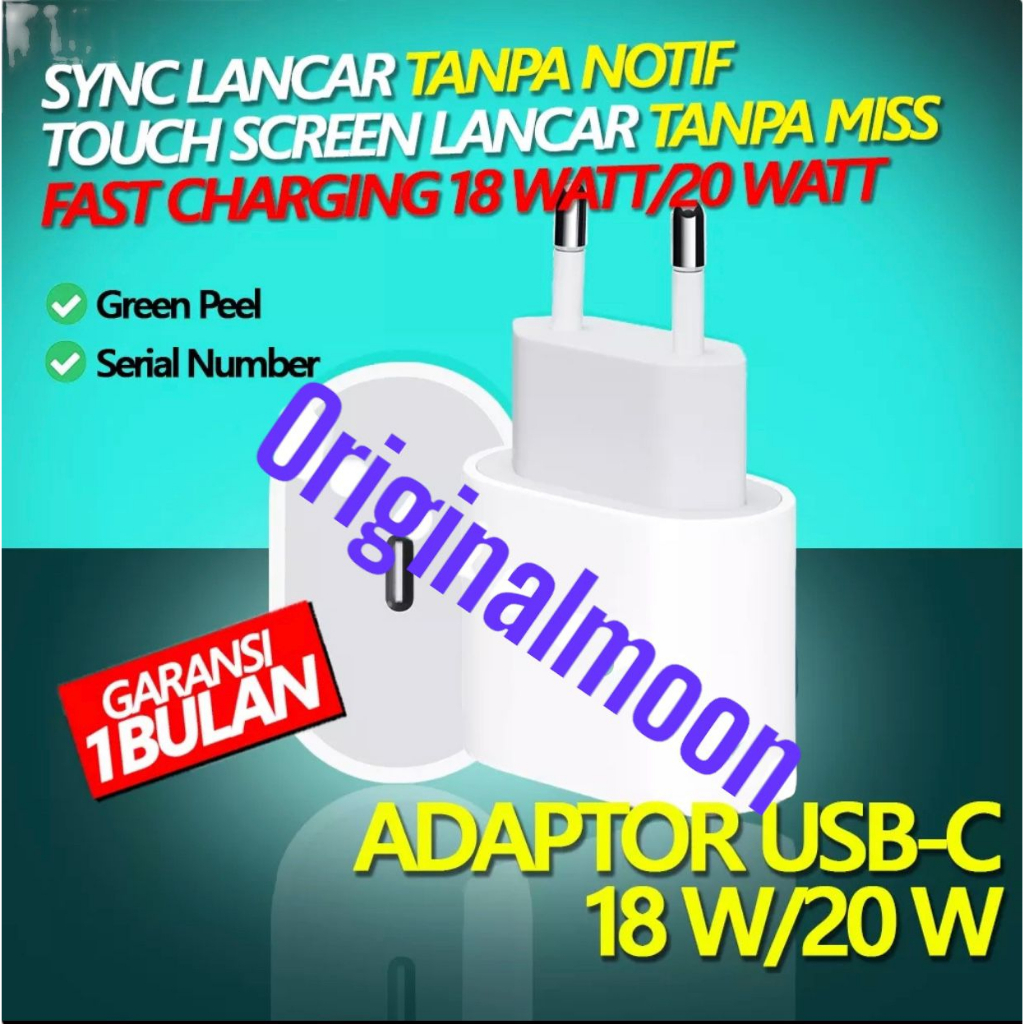 ADAPTOR 18 Watt / 20 Watt FAST CHARGING USB C / CHARGER - Adapter - Batok - Kepala - kepala Charger - Kepala Casan - Charger