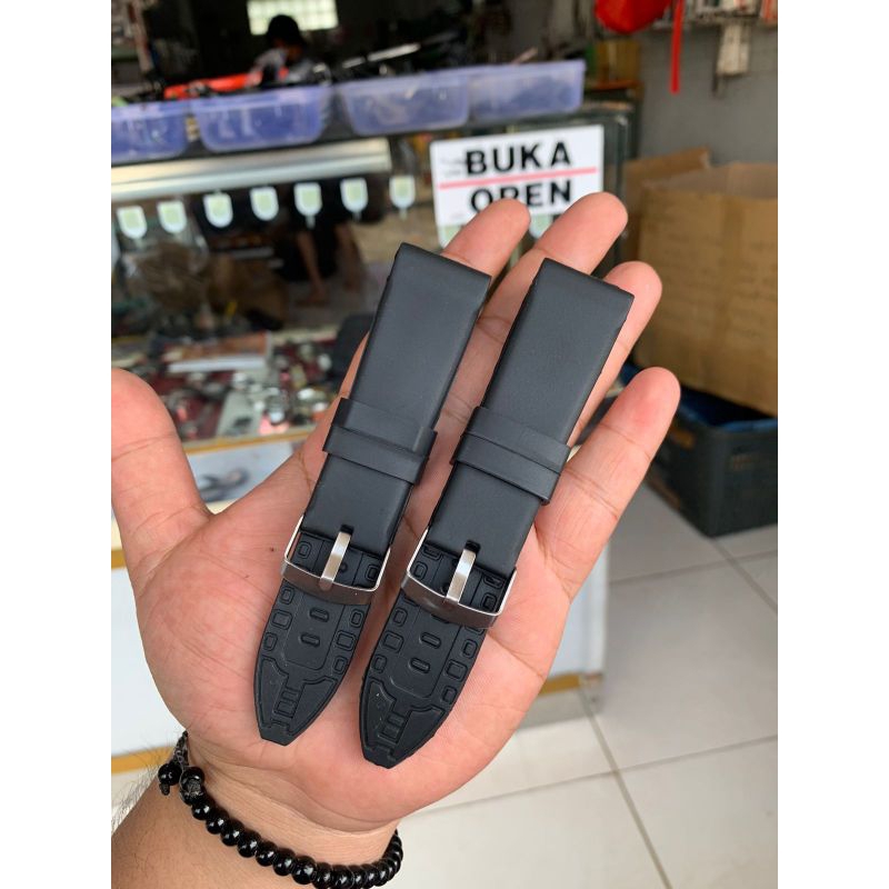 Strap tali jam tangan karet rubber model keren size 24mm tanpa jahit