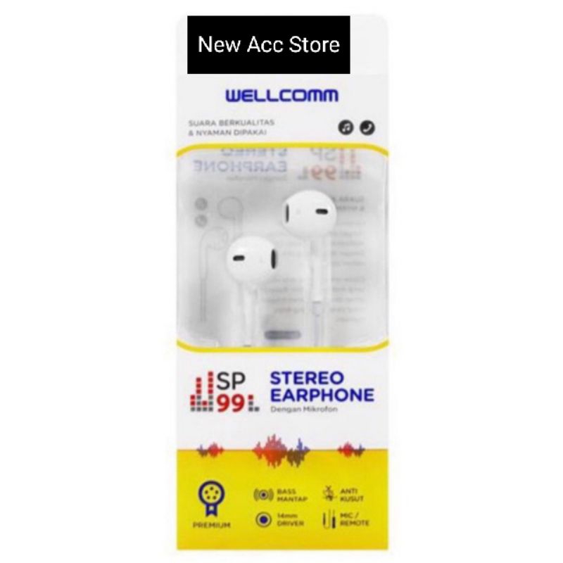 NEW EARPHONE WELCOMM SP99 EARPHONE MEGABASS ORIGINAL WELCOMM