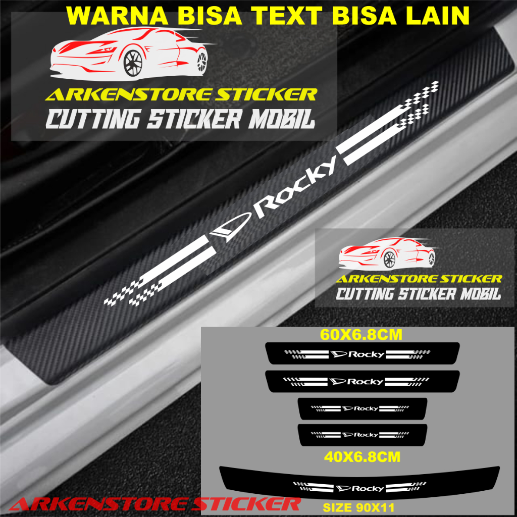 5pcs sticker sill plate carbon 3d mobil rocky sticker karbon 3d pelindung pijakan bumper bagasi mobi