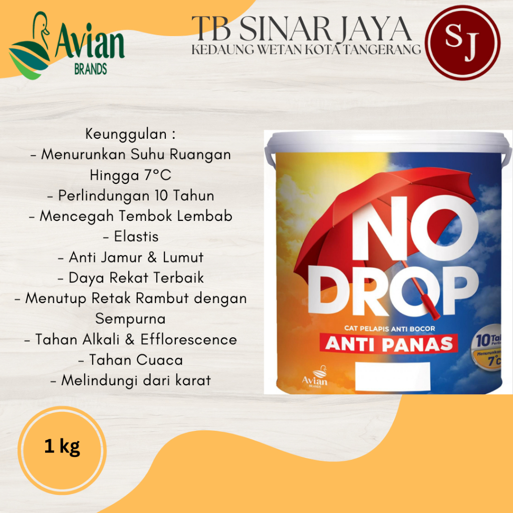 Cat Nodrop Anti Panas 1KG Cat Pelapis Anti Bocor Dan Anti Panas 10 Tahun / Nodrop Anti Panas Waterproofing atap