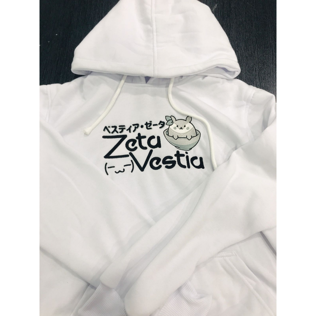 Sweater Hoodie Zeta Embroidery WHITE Kawaii Premium Unisex