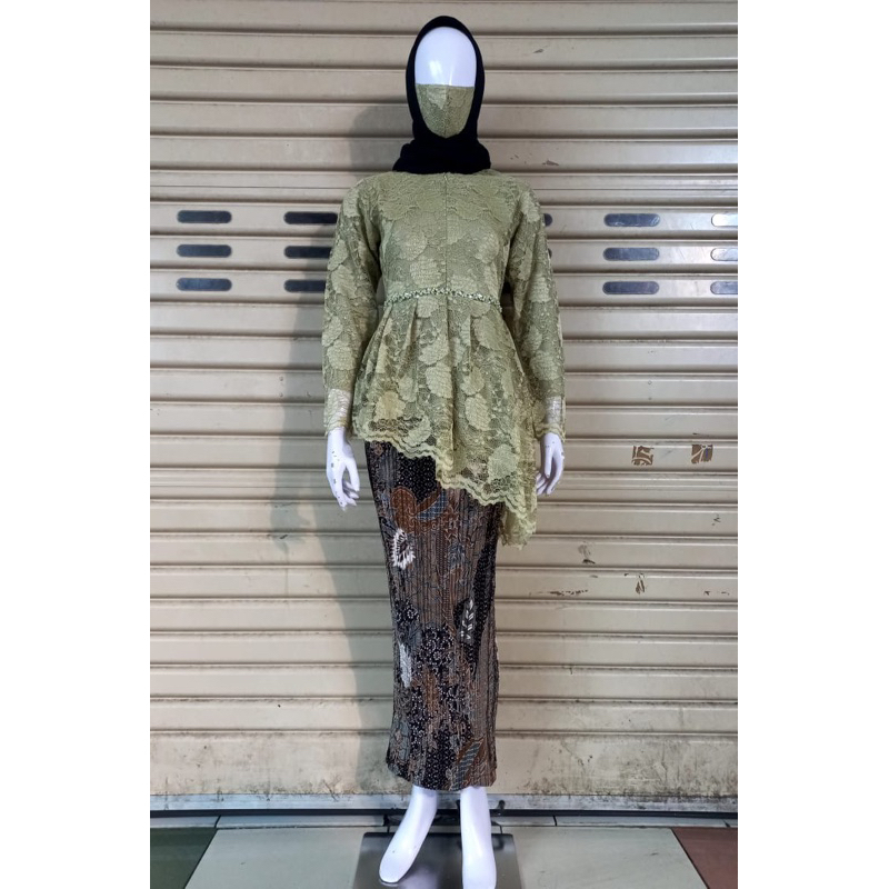 Setelan Kebaya Blouse Miring Payet Brukat Busui / Kebaya Wisuda / Kebaya Modern / Kebaya Busui / Kebaya Pesta Mewah