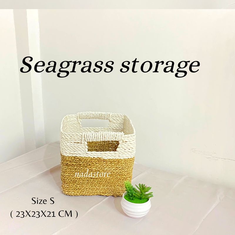 Keranjang Laundry Seagrass storage box / Box recta square seagrass satuan / Keranjang Laundry Size S