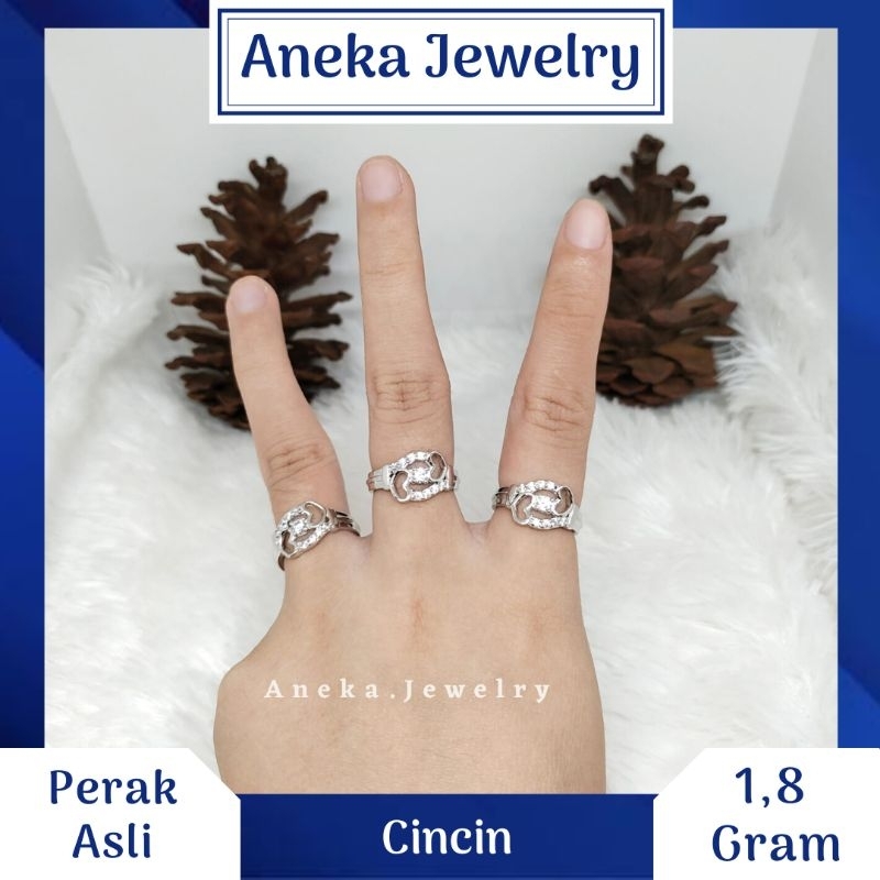 Cincin Oval Love Mata Mata, Perak 925, Sepuh Emas Putih